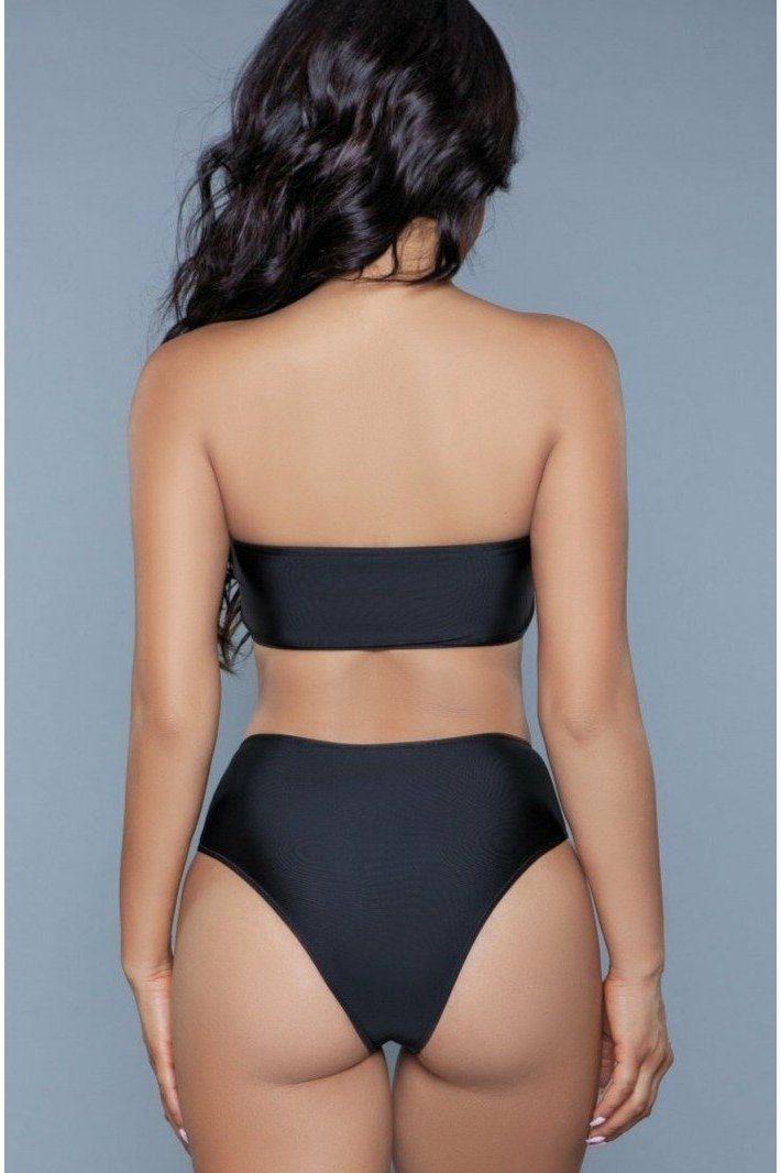 BeWicked Convertible Strap 2 Piece Swimsuit in Black 
