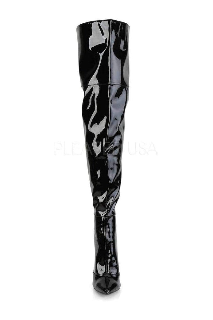 COURTLY-3012 Thigh Boot | Black Patent-Pleaser-SEXYSHOES.COM