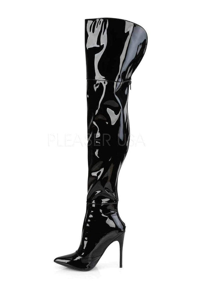 COURTLY-3012 Thigh Boot | Black Patent-Pleaser-SEXYSHOES.COM