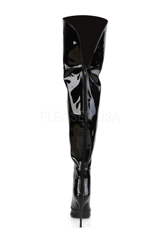 COURTLY-3012 Thigh Boot | Black Patent-Pleaser-SEXYSHOES.COM