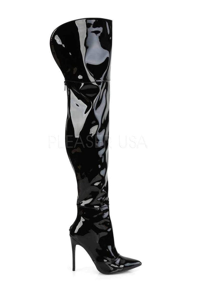 Pleaser COURTLY-3012 Thigh Boot in Black Patent