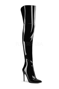 Pleaser COURTLY-3012 Thigh Boot in Black Patent from SexyShoes.com