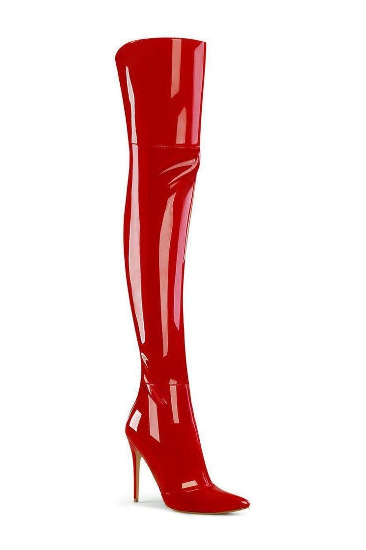 COURTLY-3012 Thigh Boot | Red Patent-Thigh Boots-Pleaser-Red-7-Patent-SEXYSHOES.COM