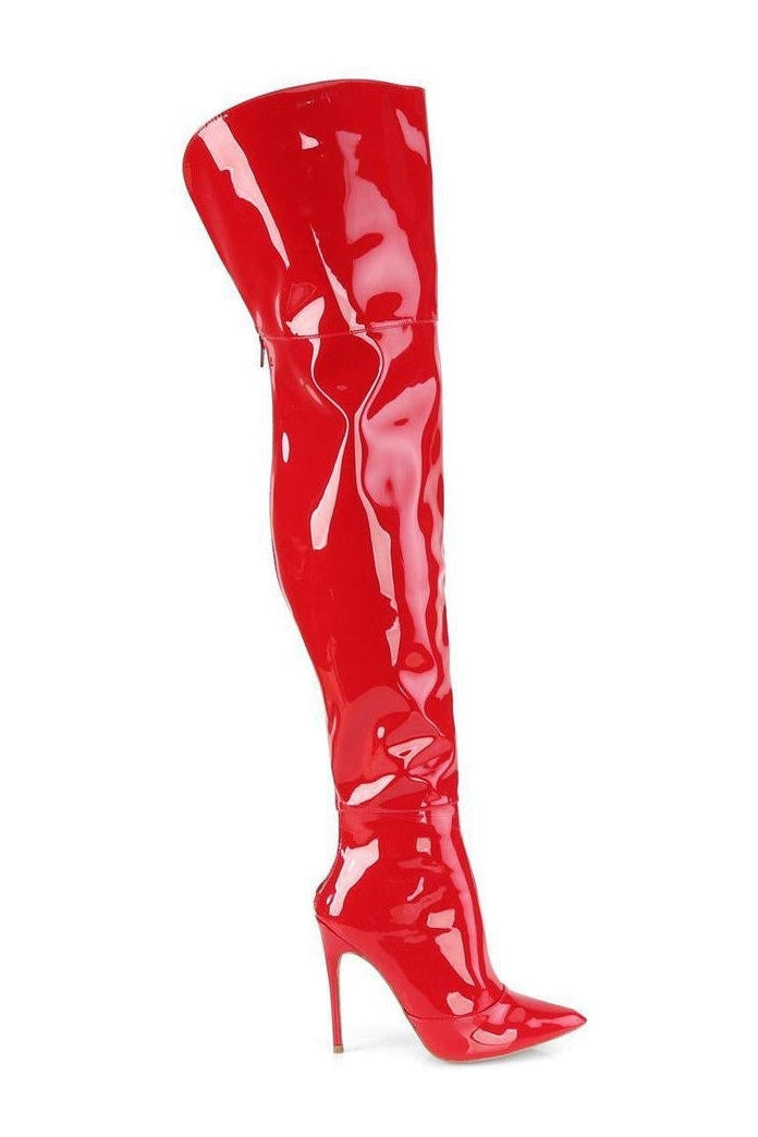 COURTLY-3012 Thigh Boot | Red Patent-Thigh Boots-Pleaser-SEXYSHOES.COM