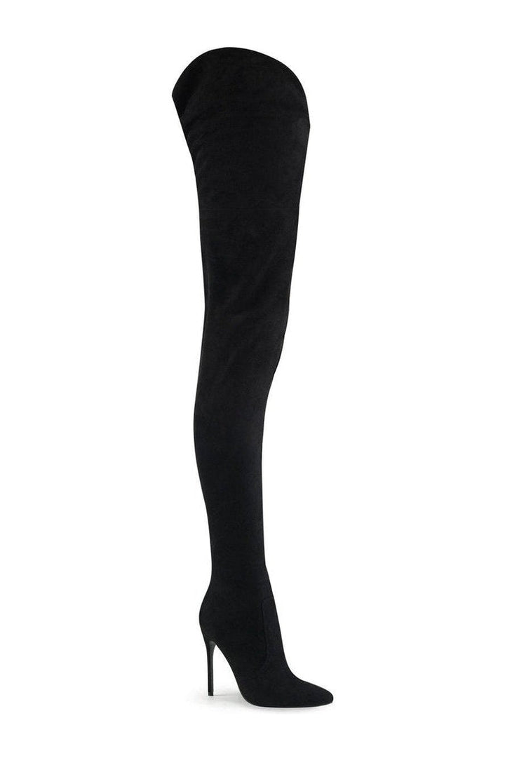 COURTLY-4017 Thigh Boot | Black Micro Fiber Suede-Thigh Boots-Pleaser-SEXYSHOES.COM
