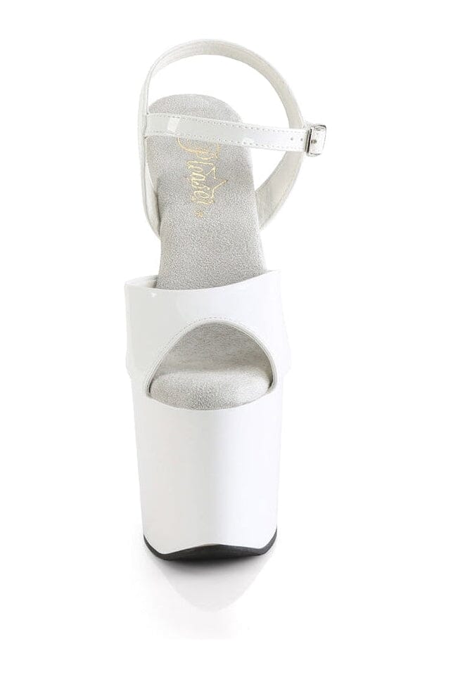 Pleaser CRAZE-809 White Patent Sandal in White Patent