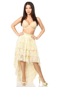 Cream High Low Lace Skirt by Daisy
