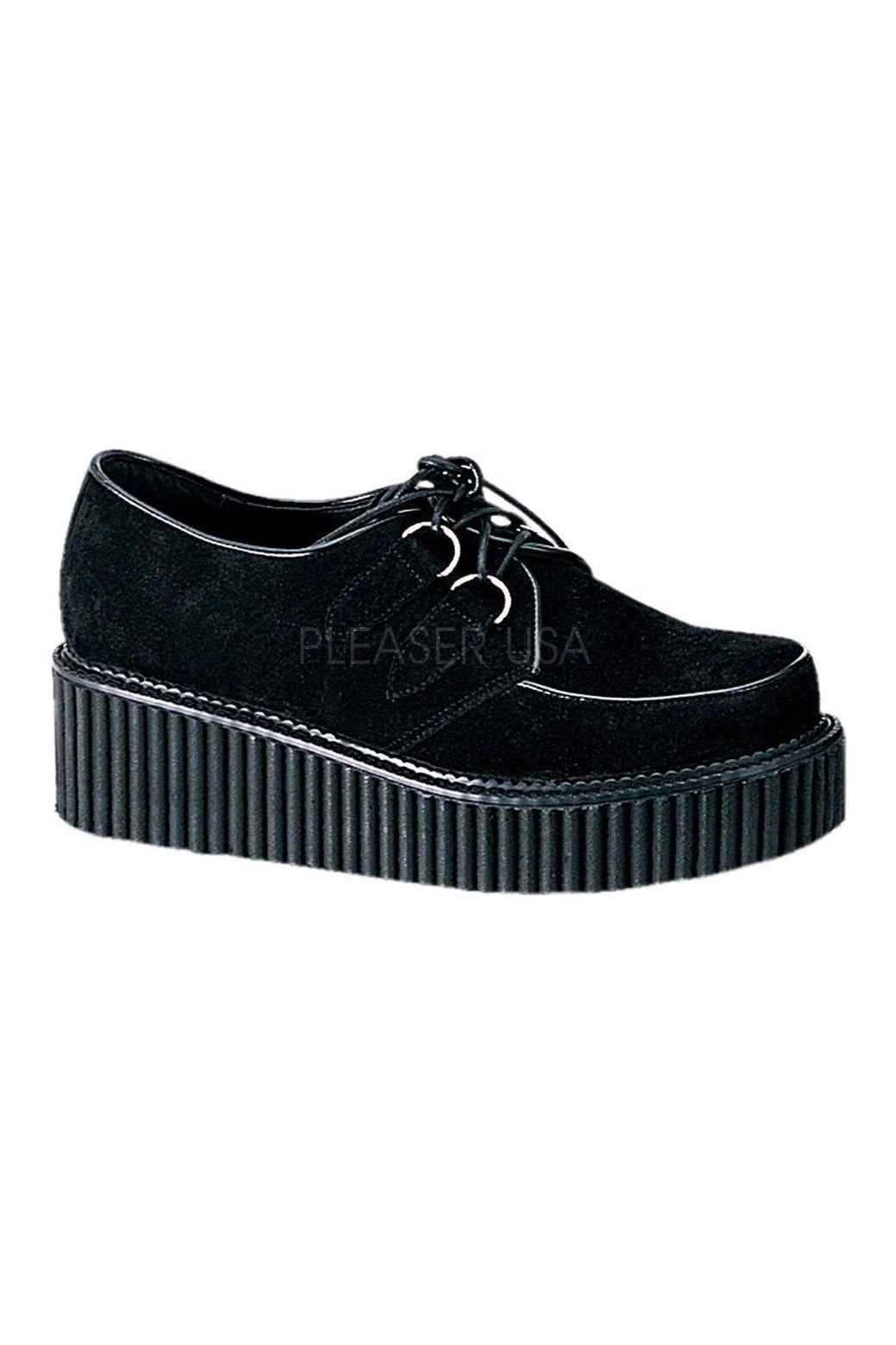 CREEPER-101 Demonia Shoe | Black Genuine Leather-Demonia-Black-Creepers-SEXYSHOES.COM