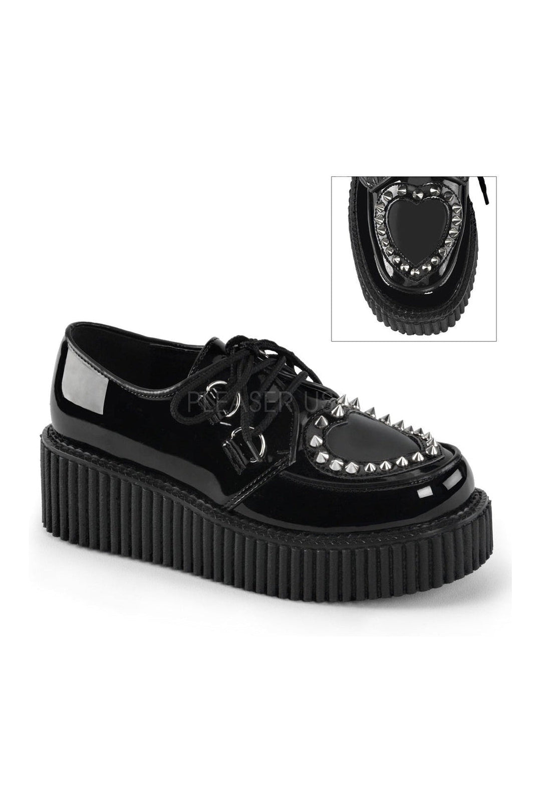 CREEPER-108 Demonia Shoe | Black Patent-Demonia-Black-Creepers-SEXYSHOES.COM