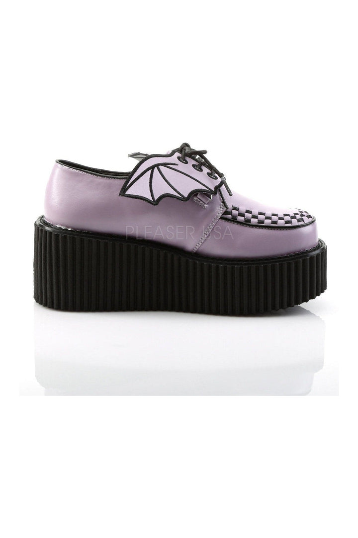 CREEPER-205 Demonia Shoe | Lavender Faux Leather-Demonia-Creepers-SEXYSHOES.COM