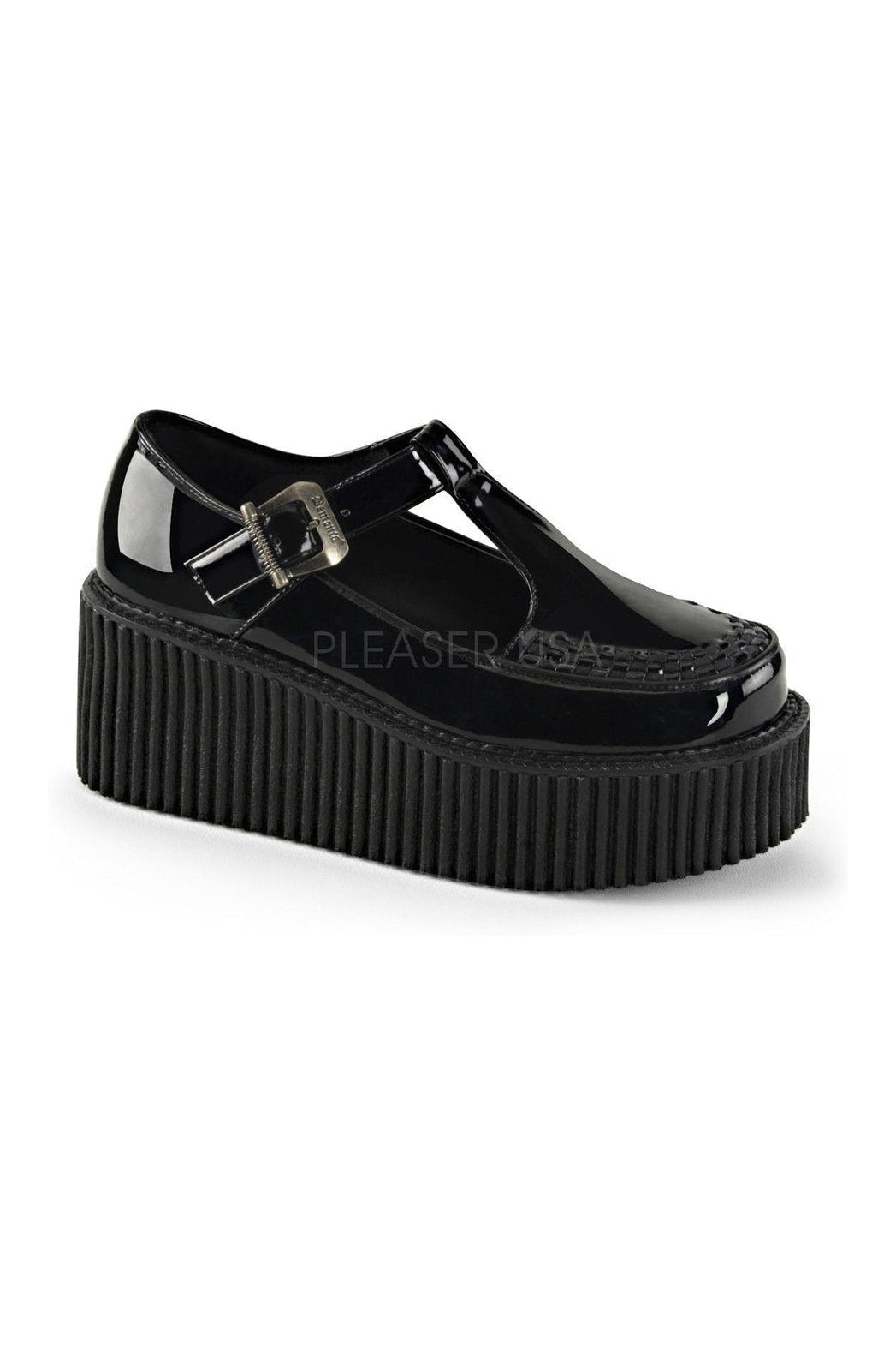 CREEPER-214 Demonia Shoe | Black Patent-Demonia-Black-Creepers-SEXYSHOES.COM
