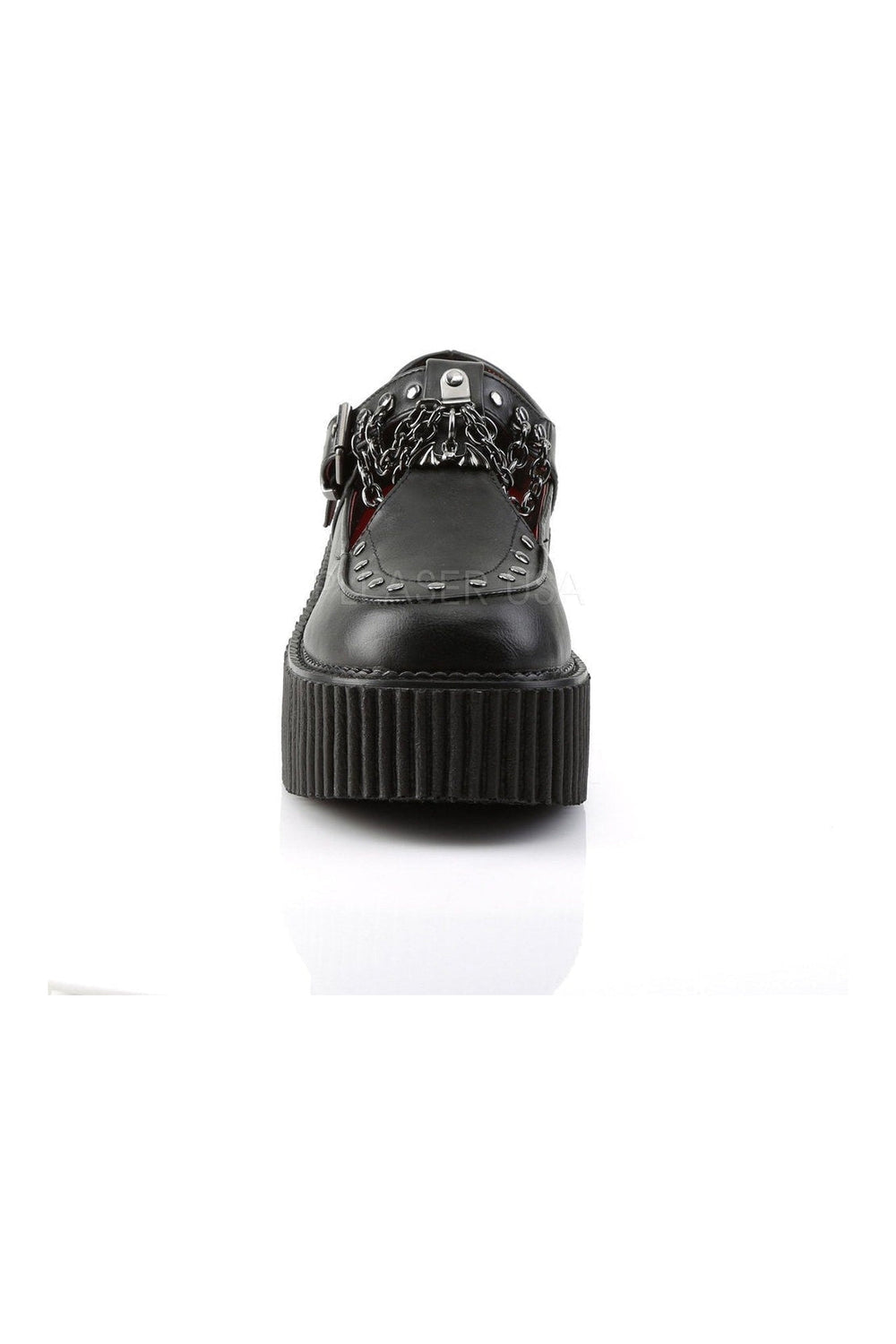 CREEPER-215 Demonia Shoe | Black Faux Leather-Demonia-Creepers-SEXYSHOES.COM