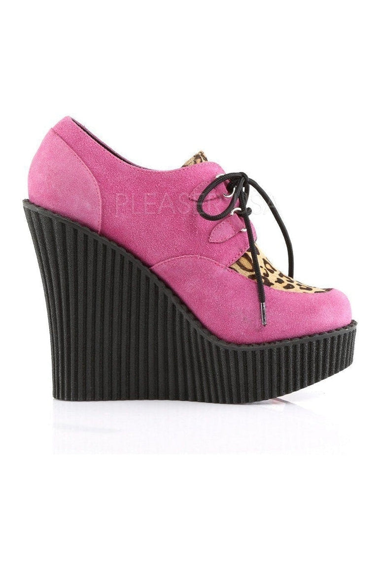 CREEPER-304 Demonia Wedge | Leopard Faux Suede-Demonia-Creepers-SEXYSHOES.COM
