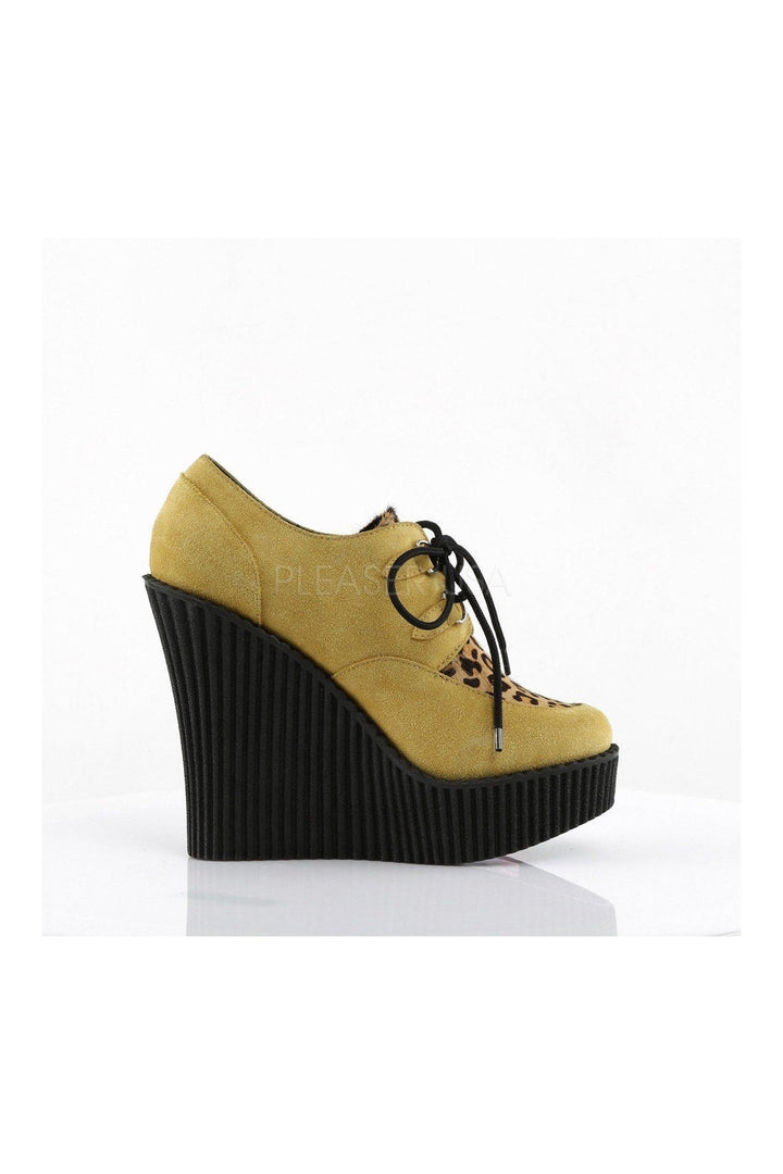 CREEPER-304 Demonia Wedge | Leopard Faux Suede-Demonia-Creepers-SEXYSHOES.COM