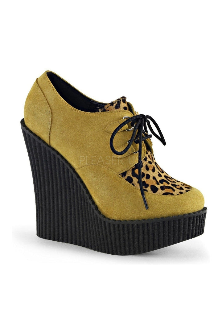 CREEPER-304 Demonia Wedge | Leopard Faux Suede-Demonia-Animal-Creepers-SEXYSHOES.COM