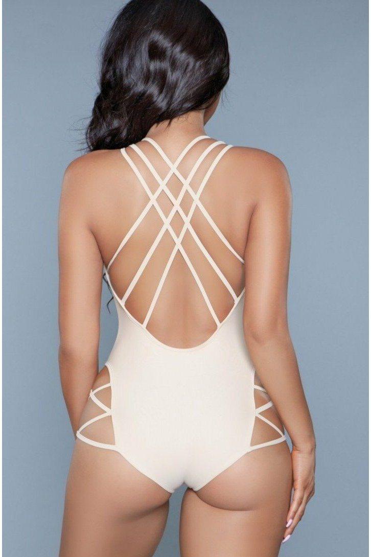 BeWicked Criss Cross One Piece Swimsuit in Nude 