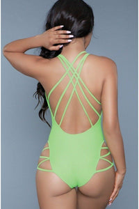 BeWicked Criss Cross One Piece Swimsuit in Green 