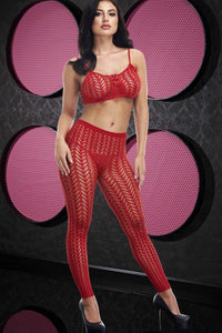 Lapdance Lingerie Crop Top and Pant Set in Red  from SexyShoes.com