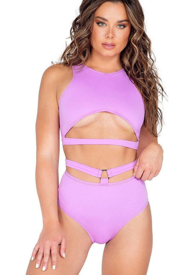 Cropped Underboob Top-Crop Tops-Roma Dancewear-Purple-L-SEXYSHOES.COM