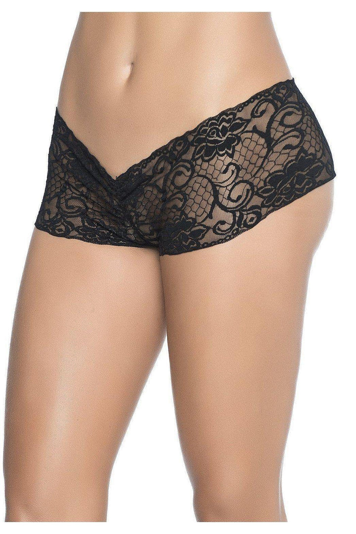 Crotchless Boyshort | Black-Mapale-SEXYSHOES.COM