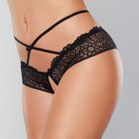 Adore Lingerie Crotchless Lace Panty in Black  from SexyShoes.com