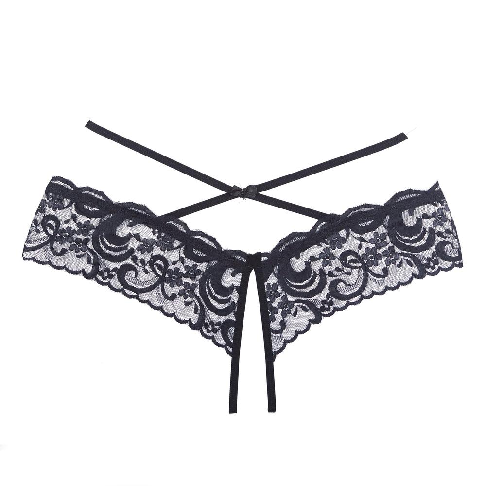 Crotchless Lace Panty-Panties-Adore Lingerie-Black-O/S-SEXYSHOES.COM