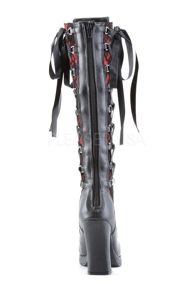 CRYPTO-106 Knee Boot | Black Faux Leather-Demonia-Lolitas-SEXYSHOES.COM
