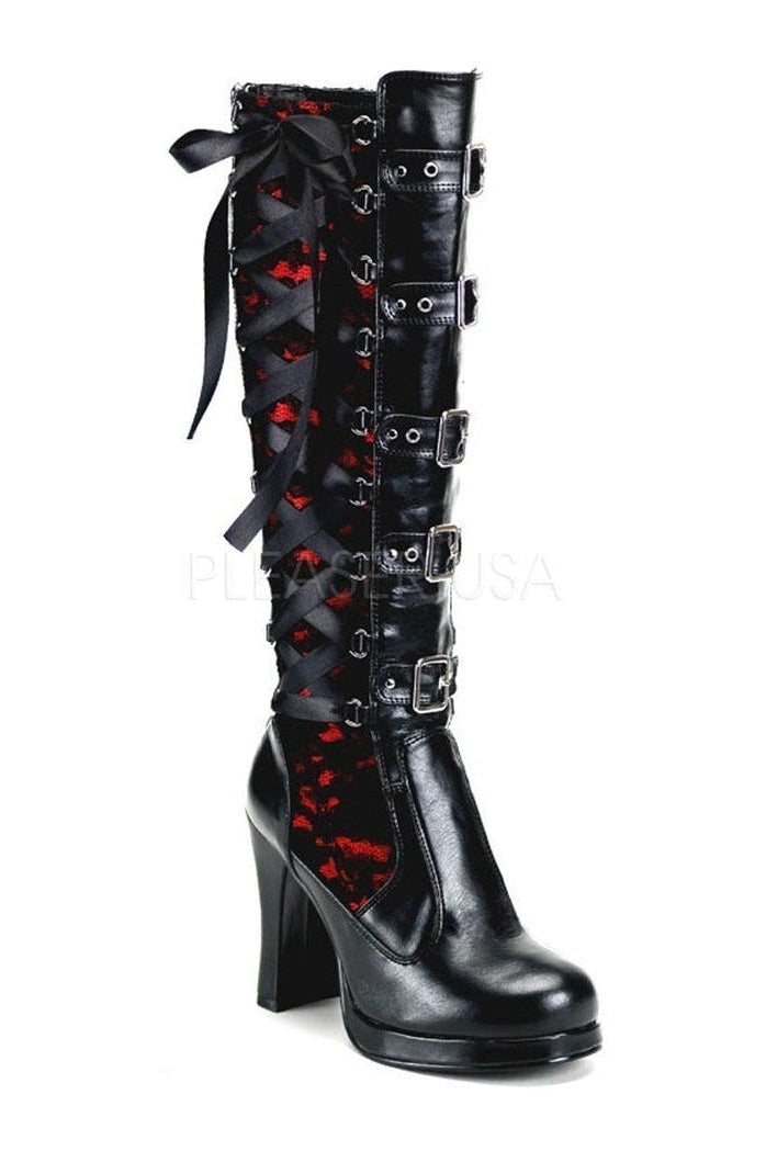 CRYPTO-106 Knee Boot | Black Faux Leather-Demonia-Black-Lolitas-SEXYSHOES.COM