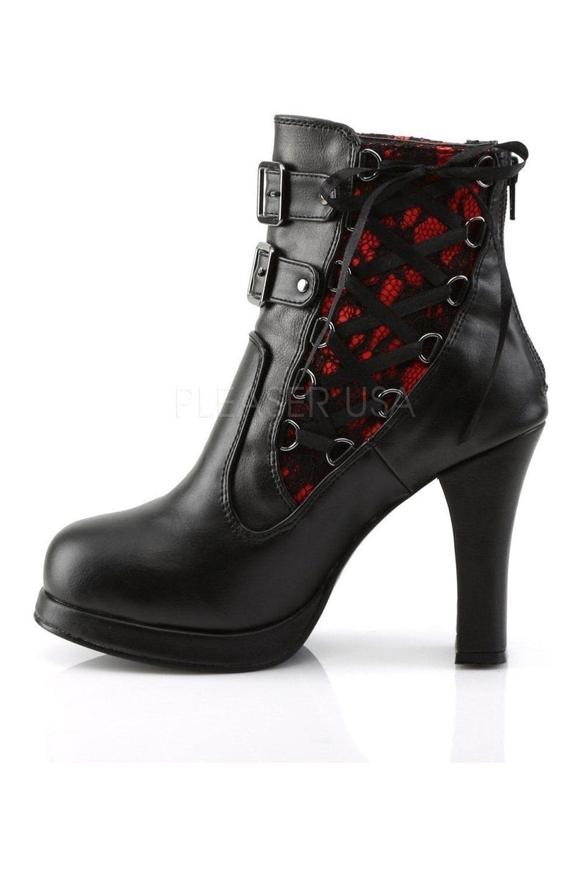 CRYPTO-51 Ankle Boot | Black Faux Leather-Demonia-Ankle Boots-SEXYSHOES.COM