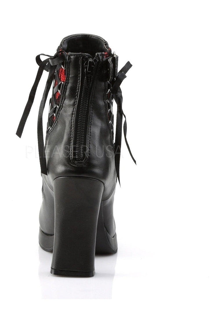 CRYPTO-51 Ankle Boot | Black Faux Leather-Demonia-Ankle Boots-SEXYSHOES.COM