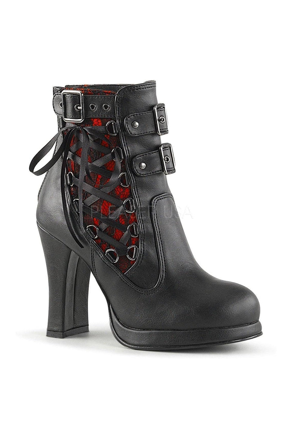 CRYPTO-51 Ankle Boot | Black Faux Leather-Demonia-Black-Ankle Boots-SEXYSHOES.COM