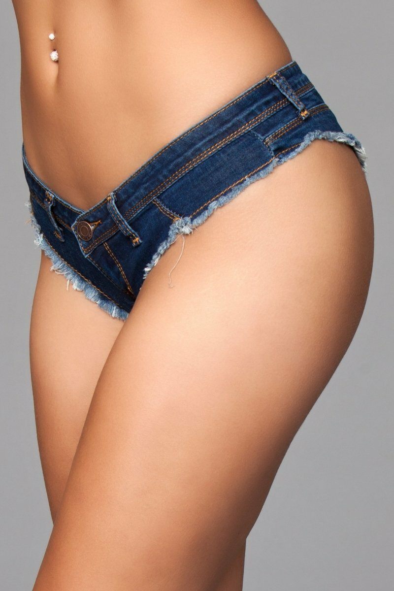 BeWicked Cut Off Denim Booty Shorts in Blue 