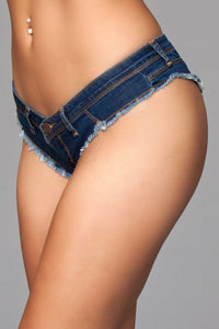BeWicked Cut Off Denim Booty Shorts in Blue 