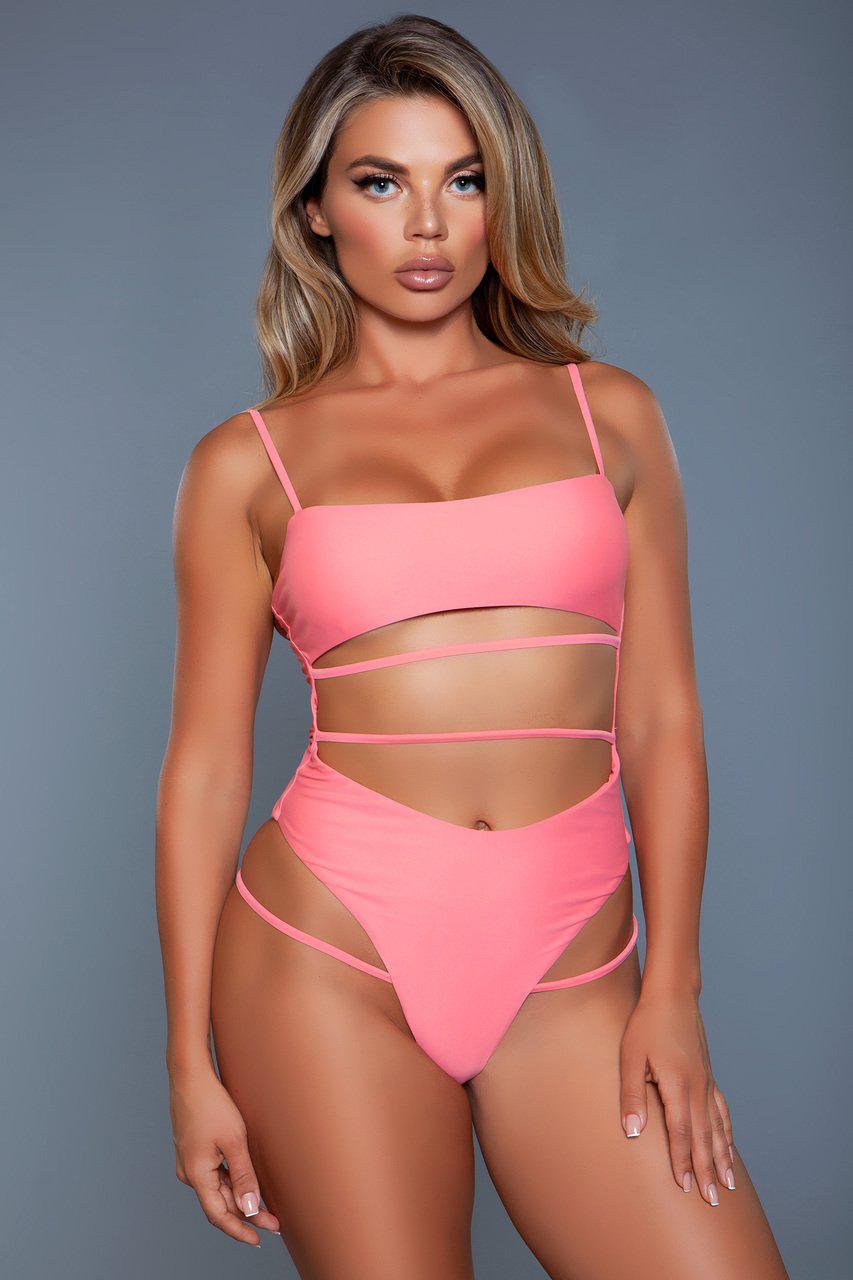 BeWicked Cut Out Front One Piece Swimsuit in Nude  from SexyShoes.com