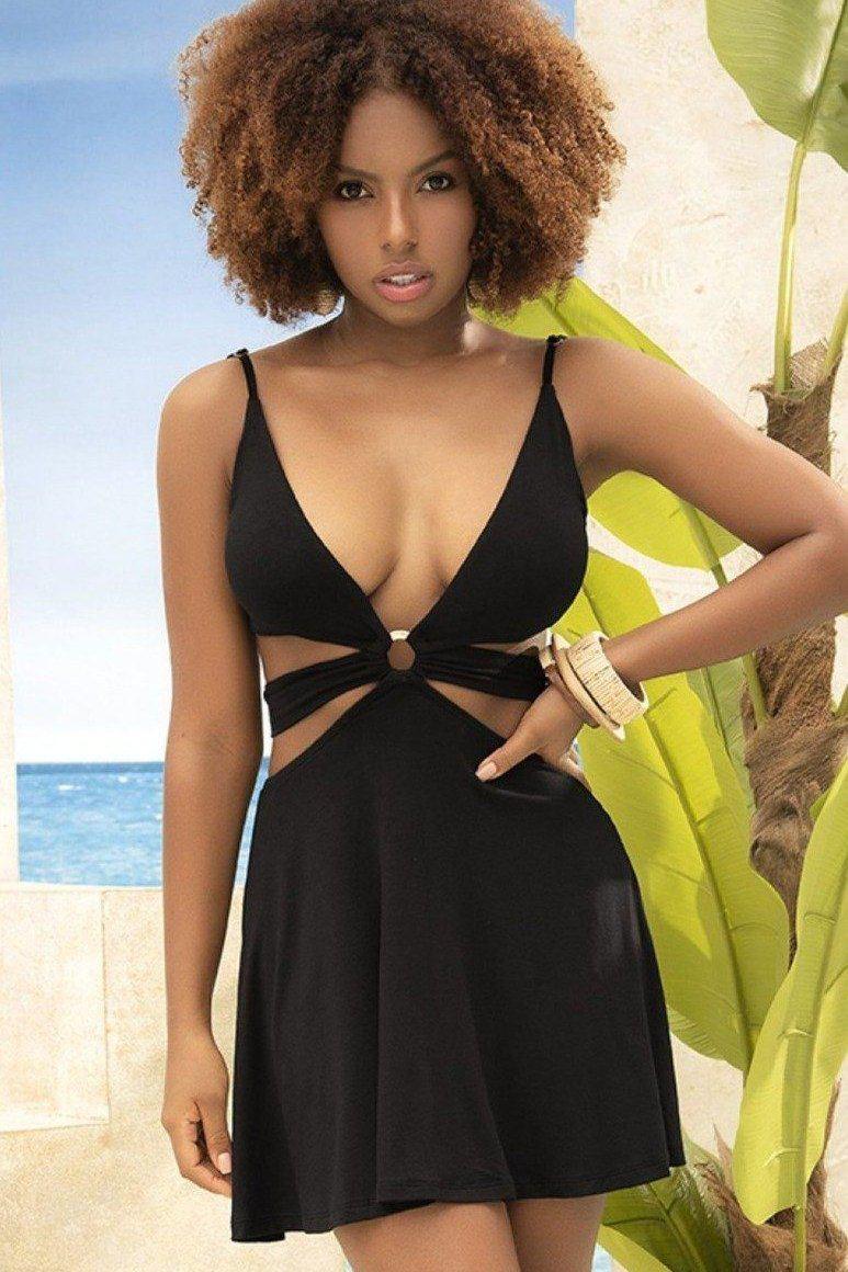 Cut Out Mini Dress with Ring Detail-Beach Dresses-Mapale-SEXYSHOES.COM