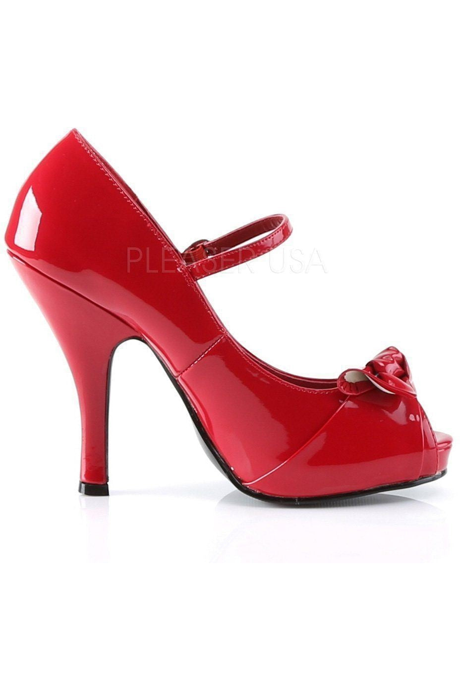 CUTIEPIE-08 Pump | Red Faux Leather-Pin Up Couture-Mary Janes-SEXYSHOES.COM