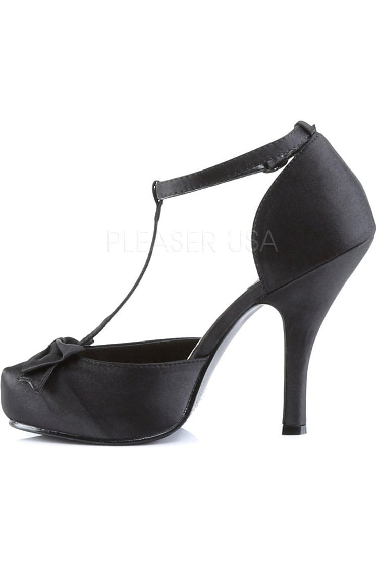 CUTIEPIE-12 Pump | Black Genuine Satin-Pin Up Couture-D'Orsays-SEXYSHOES.COM