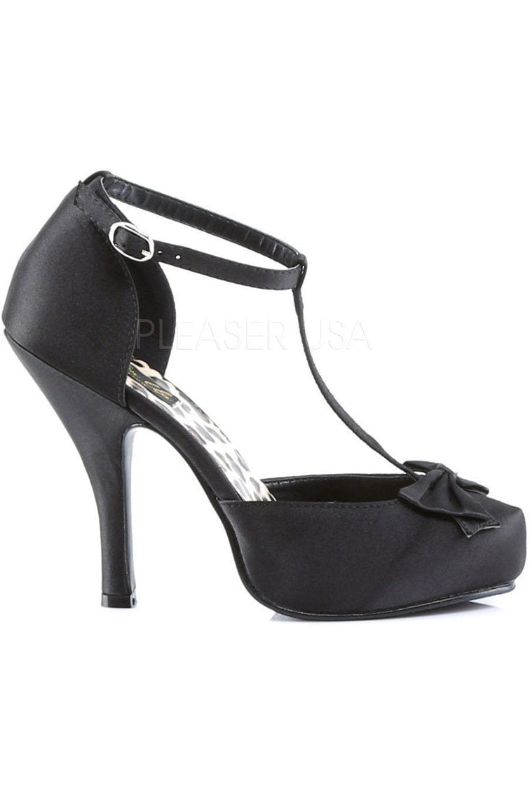 CUTIEPIE-12 Pump | Black Genuine Satin-Pin Up Couture-D'Orsays-SEXYSHOES.COM