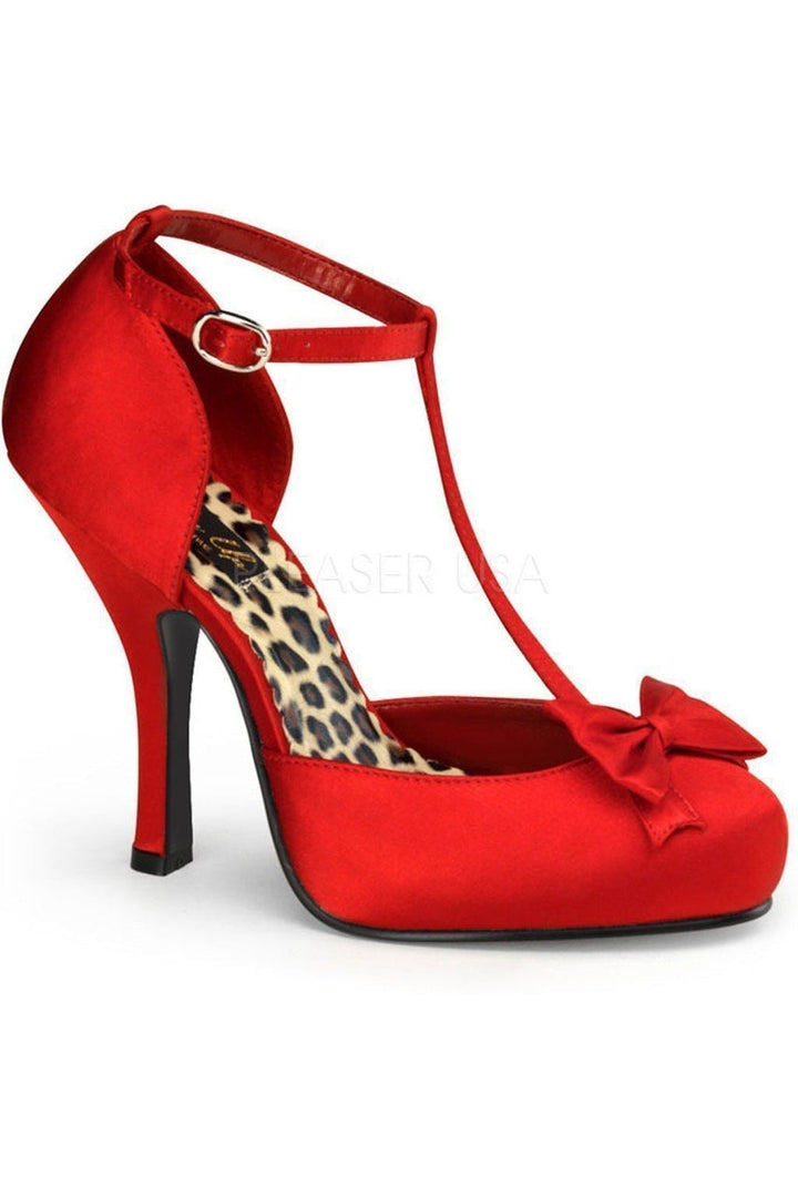CUTIEPIE-12 Pump | Red Genuine Satin-Pin Up Couture-Red-D'Orsays-SEXYSHOES.COM