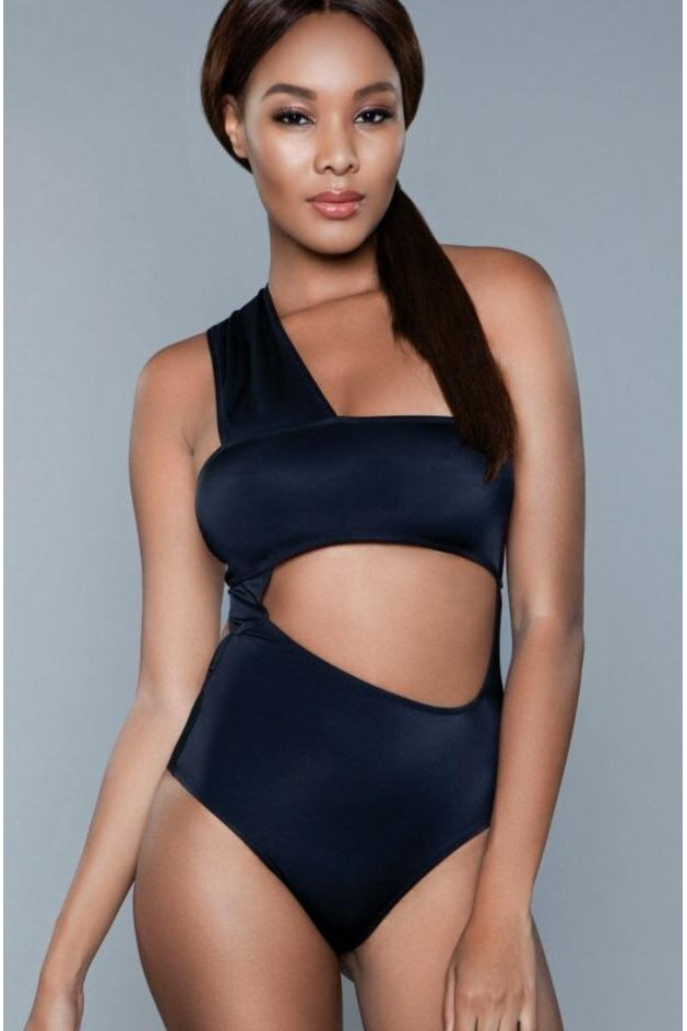 Cutout One Shoulder Swimsuit-One Piece Swim-BeWicked-Black-XS-SEXYSHOES.COM