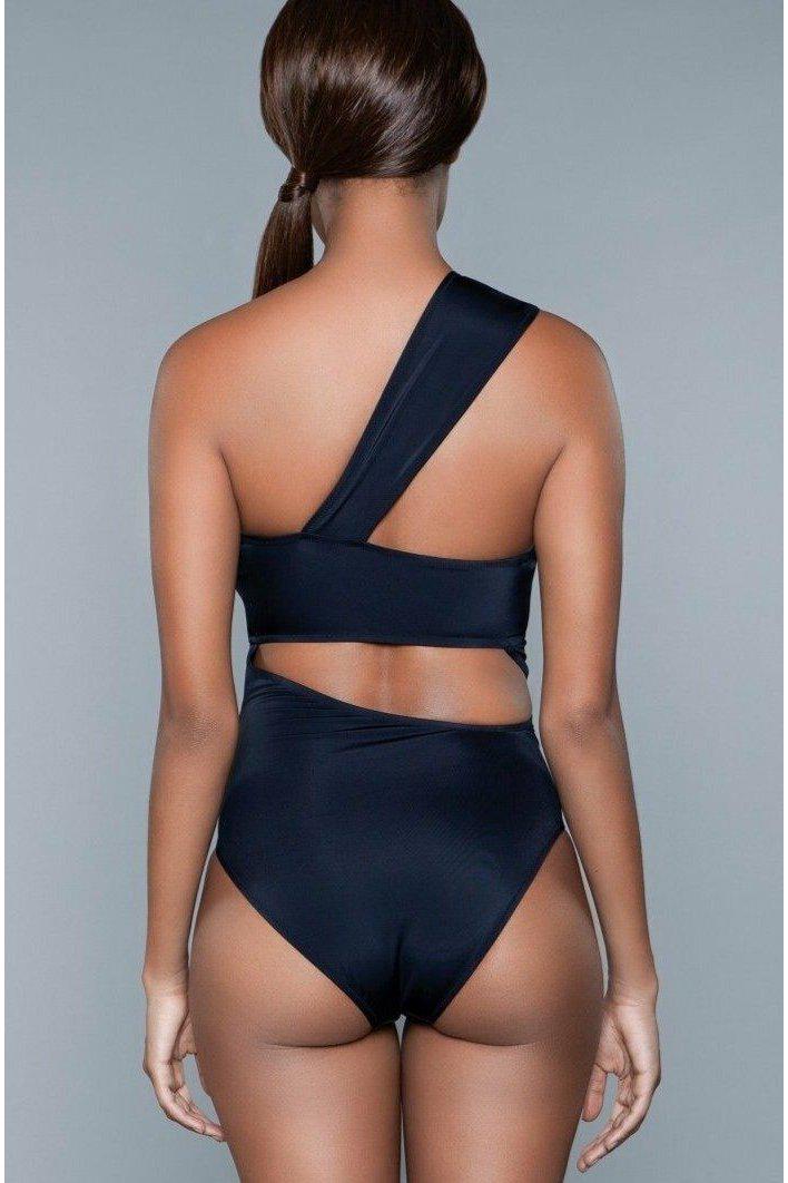 BeWicked Cutout One Shoulder Swimsuit in Black 