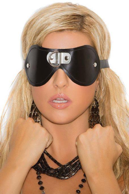 Elegant Moments D Ring Leather Blindfold in Black  from SexyShoes.com