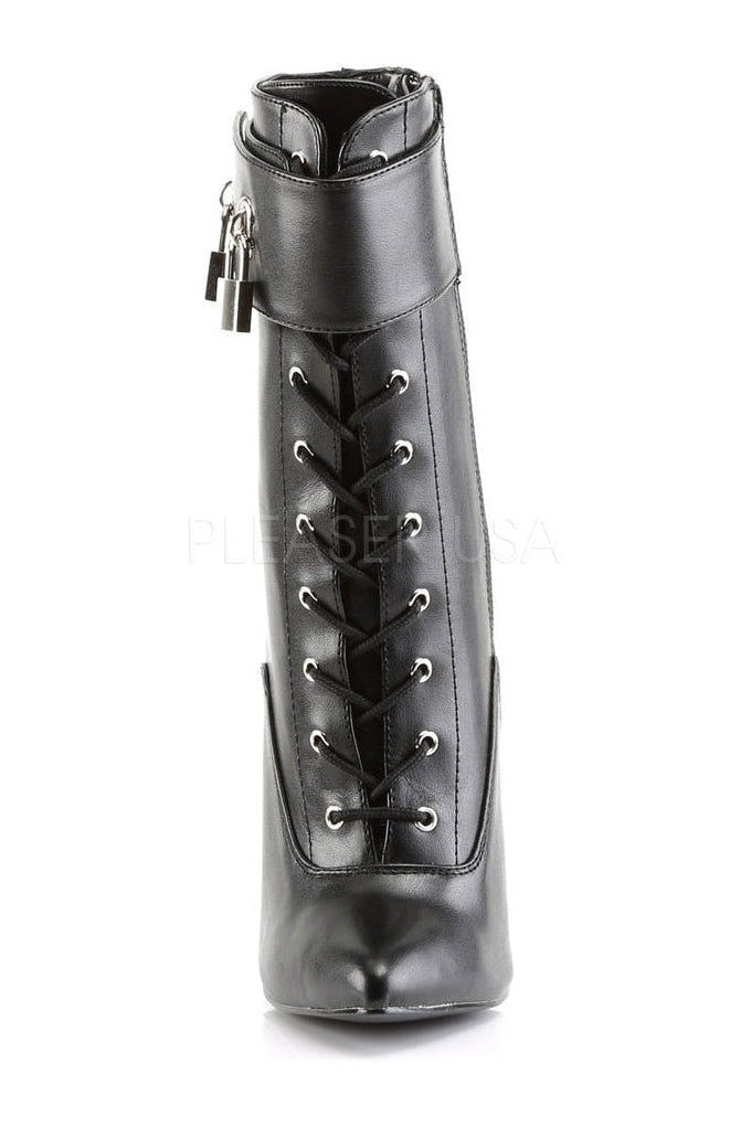 DAGGER-1023 Ankle Boot | Black Faux Leather-Devious-Ankle Boots-SEXYSHOES.COM