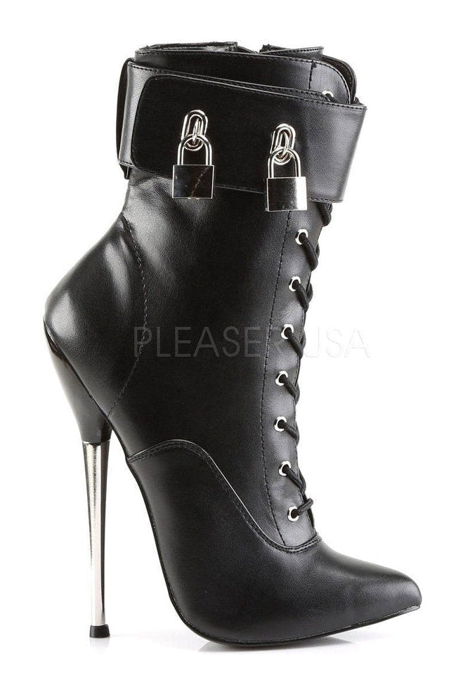 DAGGER-1023 Ankle Boot | Black Faux Leather-Devious-Ankle Boots-SEXYSHOES.COM