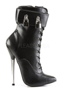 Devious DAGGER-1023 Ankle Boot in Black Faux Leather