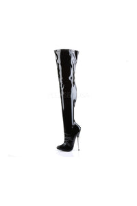 Devious DAGGER-3000 Thigh Boot in Black Patent