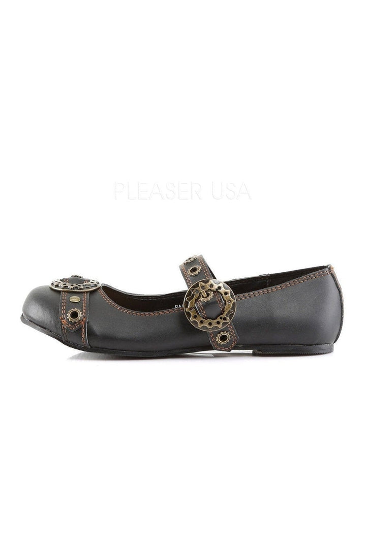 DAISY-09 Flat | Black Faux Leather-Demonia-Mary Janes-SEXYSHOES.COM
