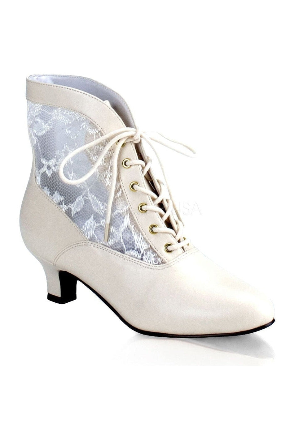 DAME-05 Ankle Boot | Bone Lace-PLEASER-Bone-Ankle Boots-SEXYSHOES.COM