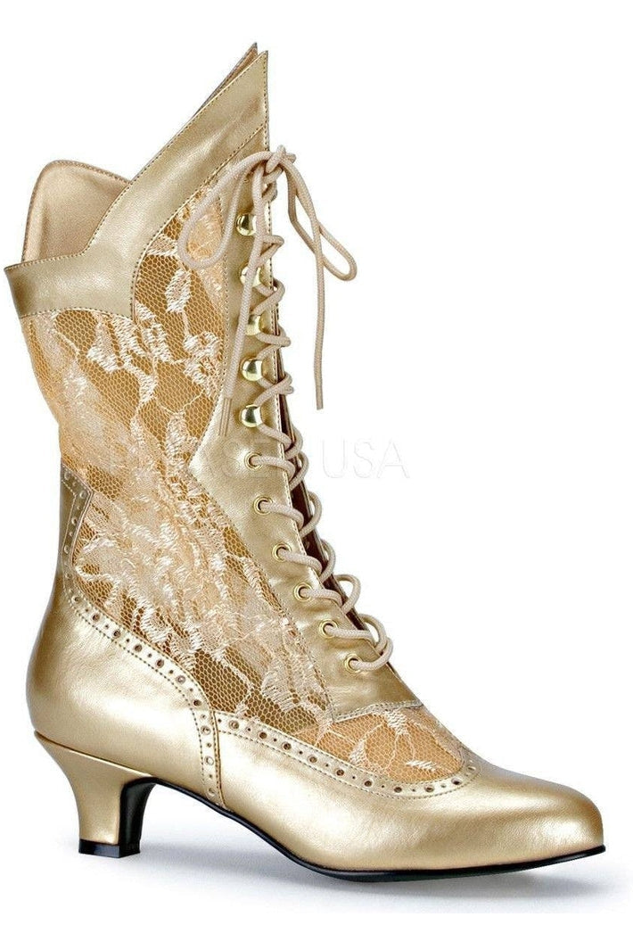 DAME-115 Ankle Boot | Gold Lace-Funtasma-Gold-Ankle Boots-SEXYSHOES.COM