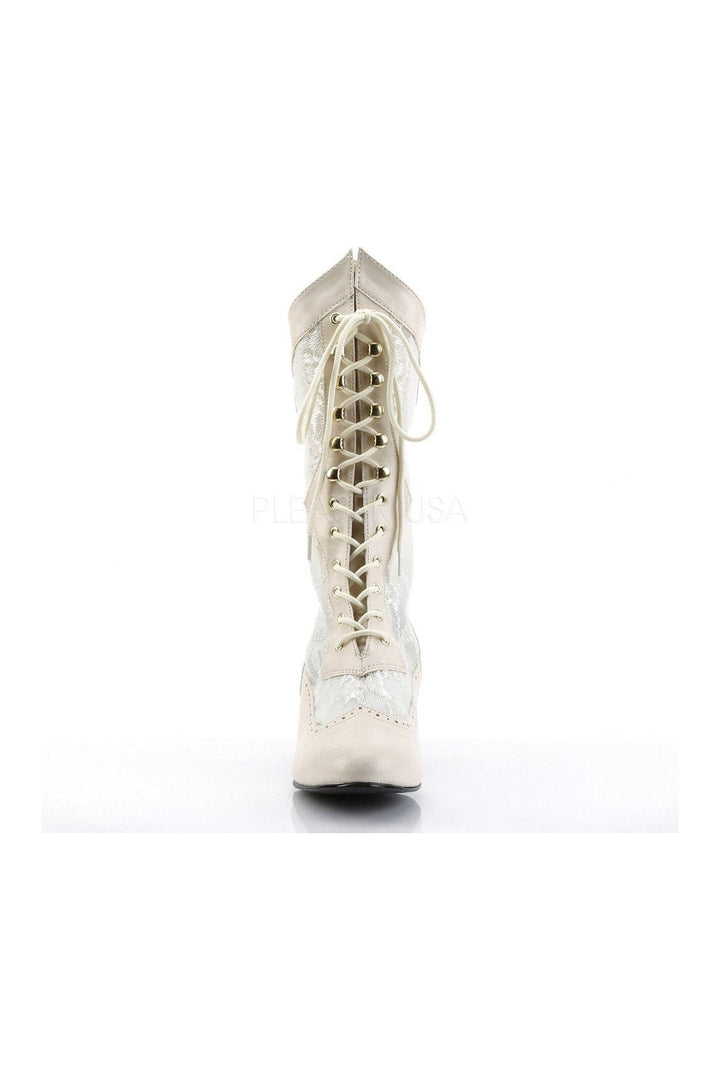 DAME-115 Ankle Boot | Ivory Lace-PLEASER-Ankle Boots-SEXYSHOES.COM